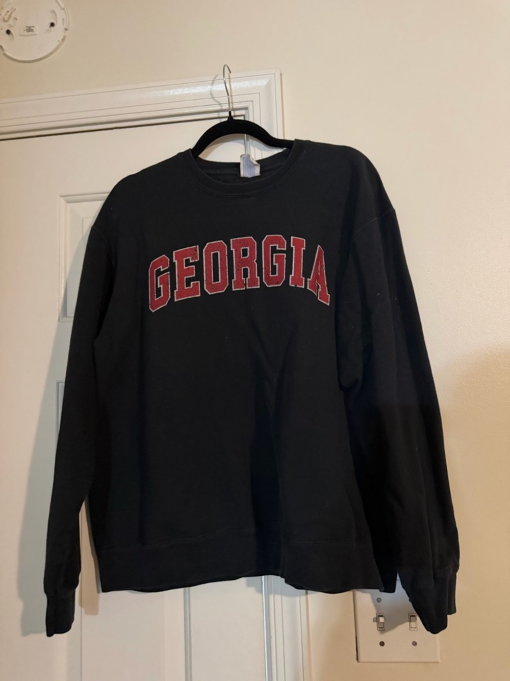 Port and Company Black Crewneck Sweatshirt with Red Georgia Lettering
